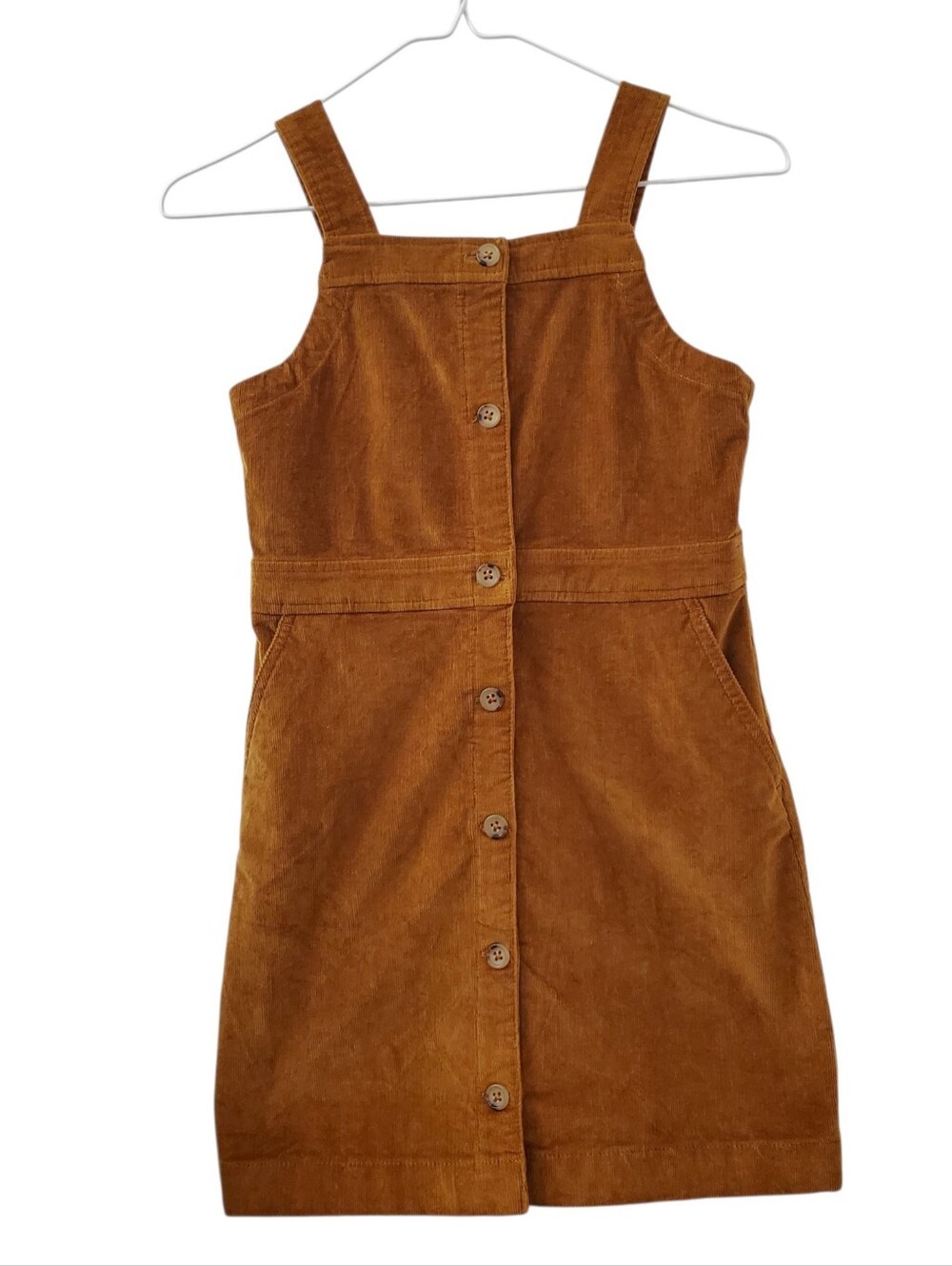 NWT Crewcuts Factory Brown Corduroy Button-Front Pinafore Dress (8)